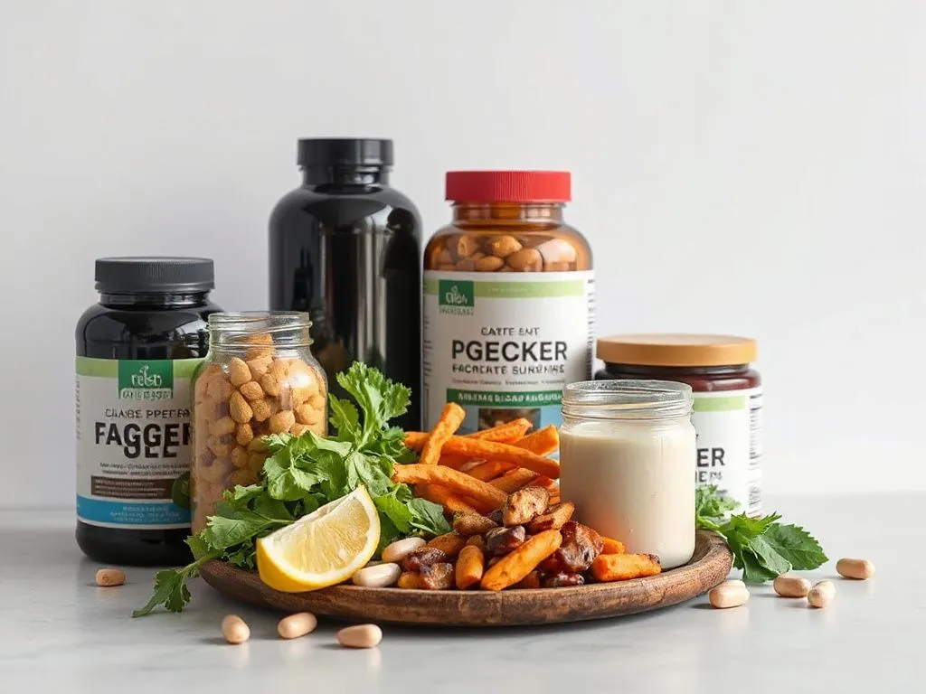 Highlighting nutritional supplements and healthy meal replacements, professional photography, detailed, clean background