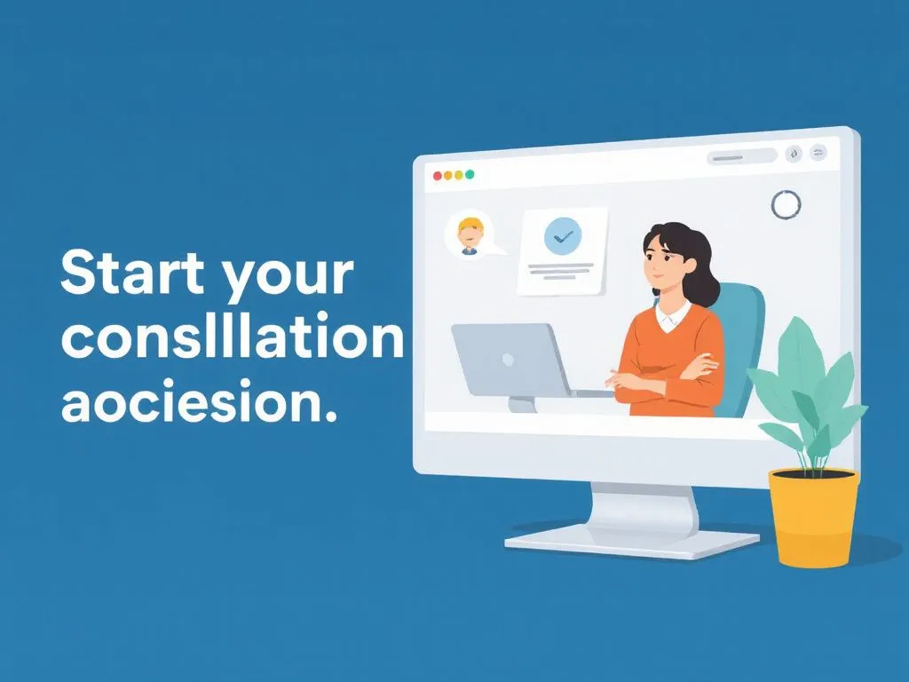 Illustrative image of starting a personalized consultation session, online booking concept, modern technology integration