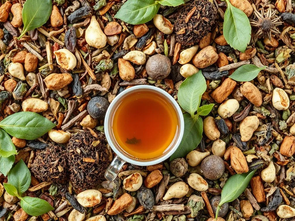 Selection of various herbal teas, photorealistic, high quality, colorful assortment, natural setting Selection of various herbal teas, photorealistic, high quality, colorful assortment, natural setting