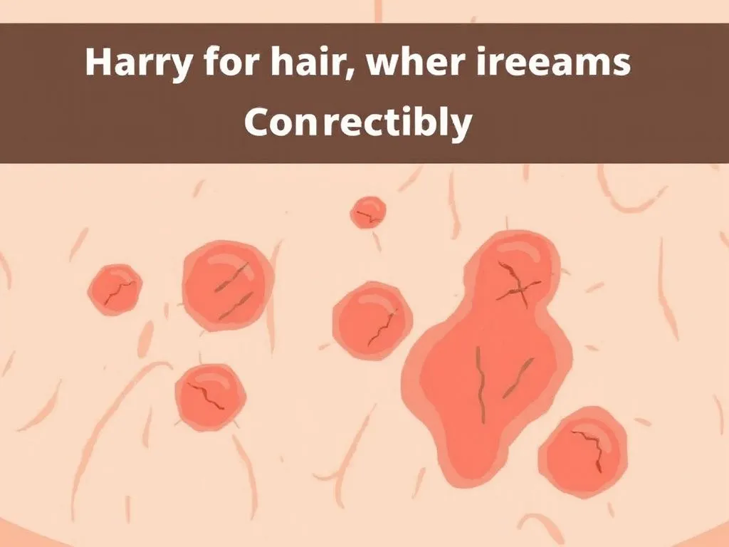 Illustration of irritated skin with red patches, representing possible side effects when using hair removal creams incorrectly, detailed skin texture, professional style