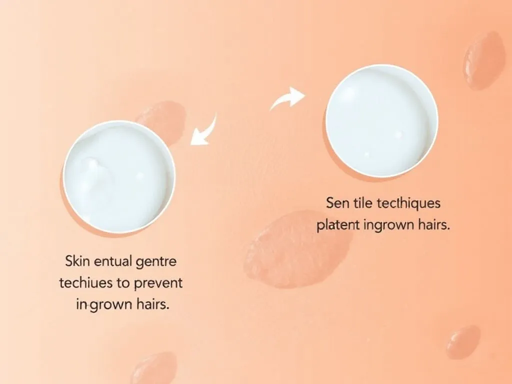 Illustration of skin exfoliation process post hair removal, using gentle techniques to prevent ingrown hairs, showing smooth skin texture, photorealism