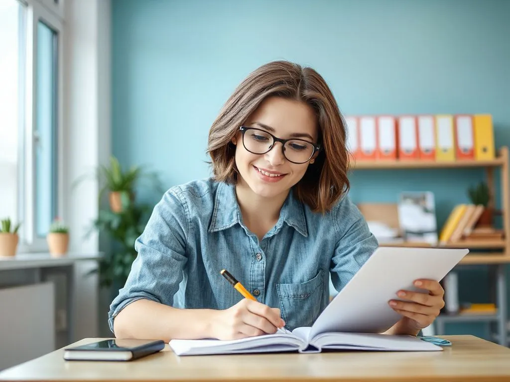 College student with improved focus and energy, studying at a desk, photorealistic, bright and cheerful setting College student with improved focus and energy, studying at a desk, photorealistic, bright and cheerful setting