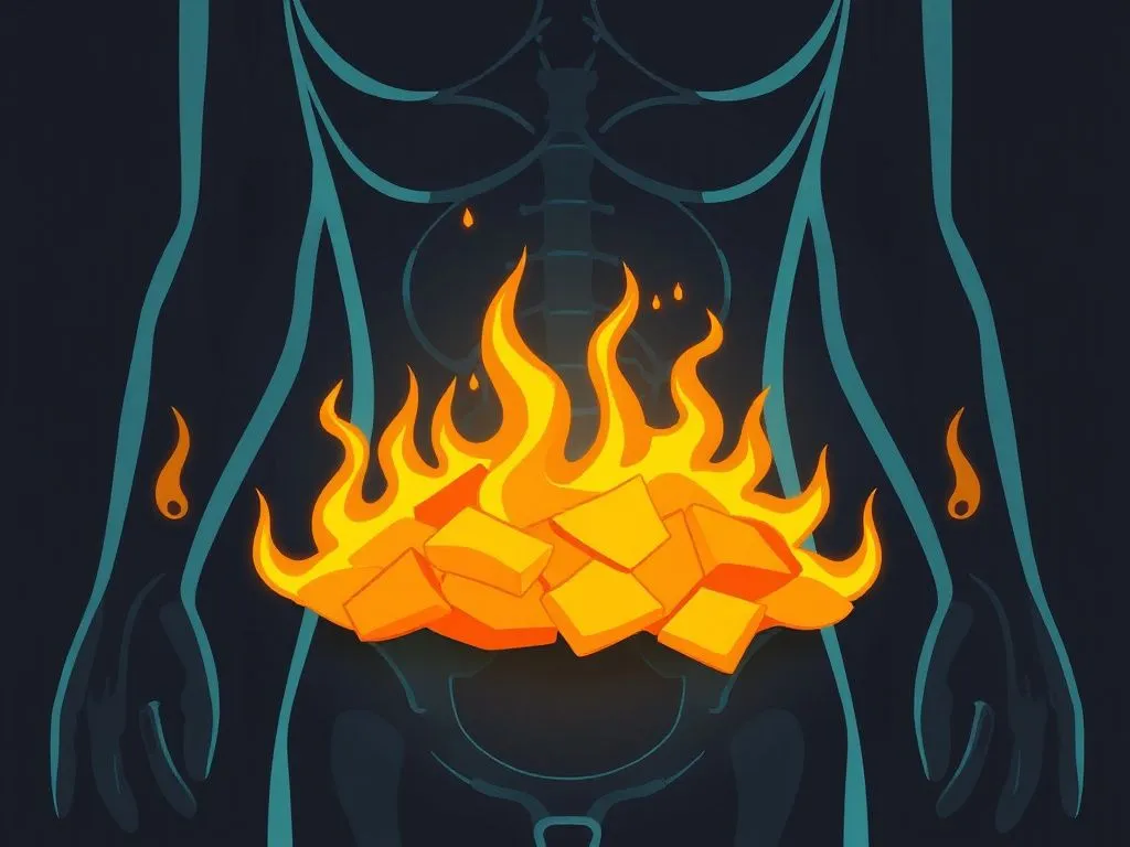 Illustration of metabolic processes burning fat, symbolizing effective weight loss and body detoxification