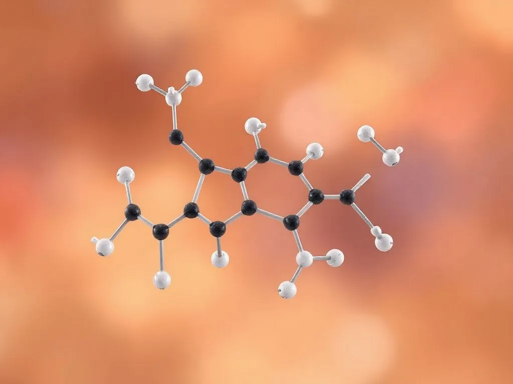 Chemical structure visualization of hyaluronic acid, detailed, scientific illustration, showing molecular composition, high quality, clean background