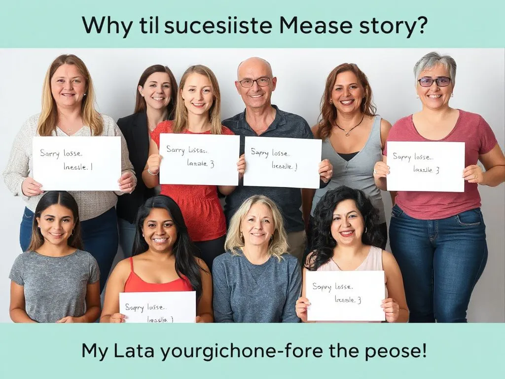 Various people sharing weight loss success stories with My Lisaa capsules, photorealistic, diverse ages and backgrounds, high quality, professional photography